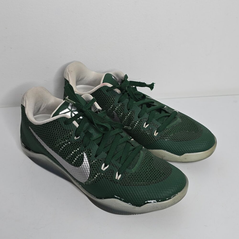 Nike Kobe 11 TB Gorge Green Metallic Silver Mens 10 856485-331 Sneakers FLAWS